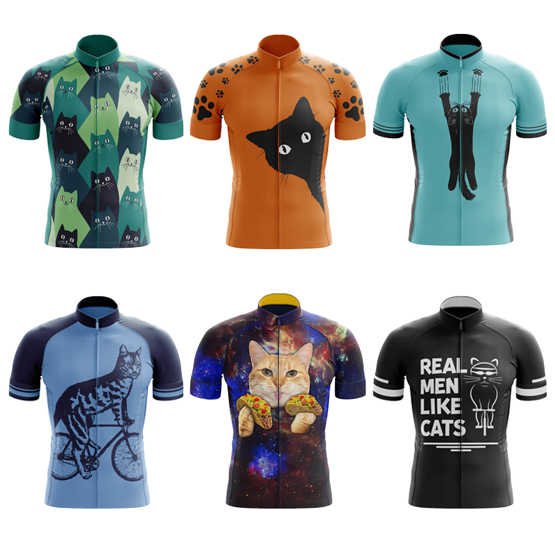 Mountain Biking Cartoon - Fietsshirt Heren CARTOON CAT Bike Top