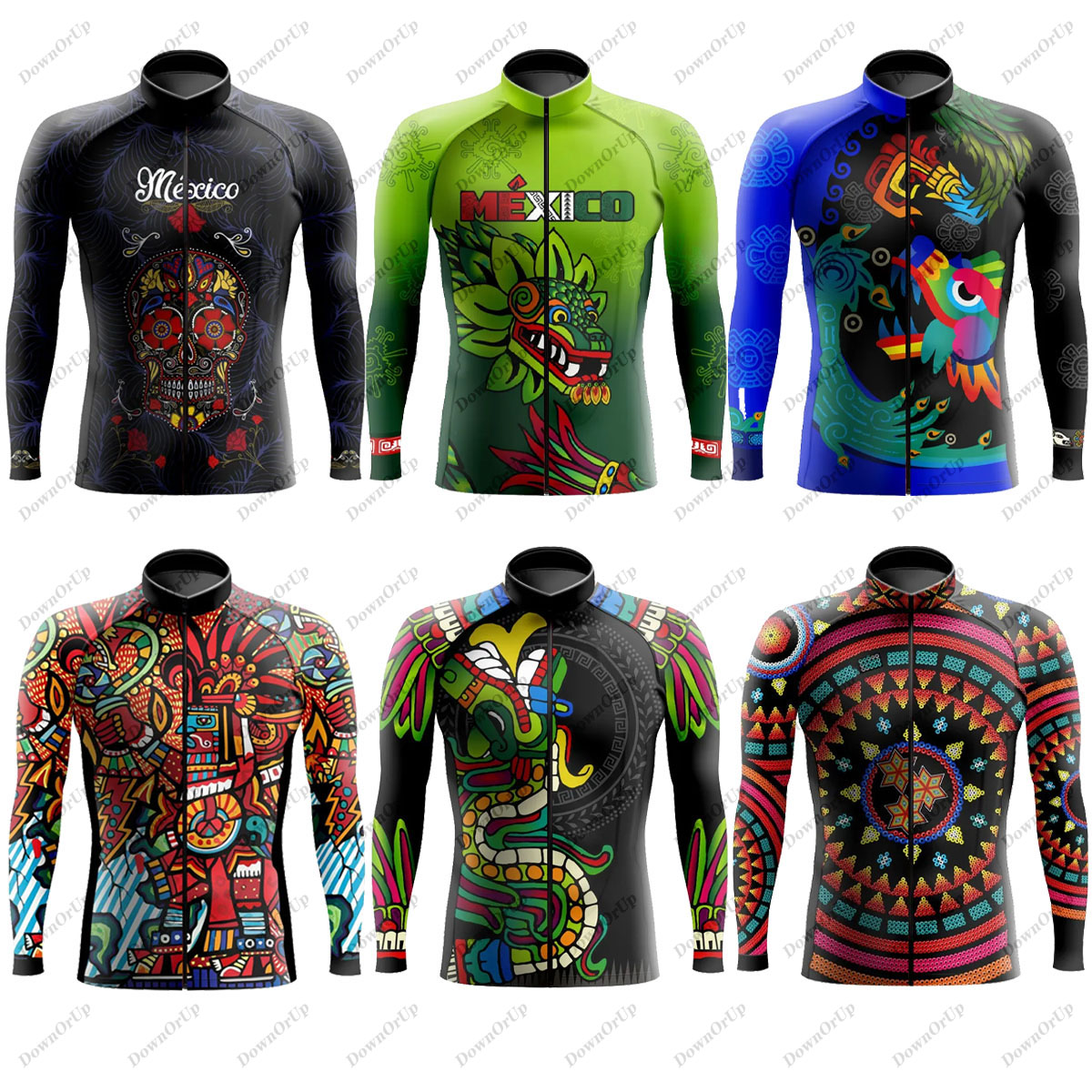 Mountain Biking New Mexico - Mexico Azteekse herenfietsshirt met lange mouwen
