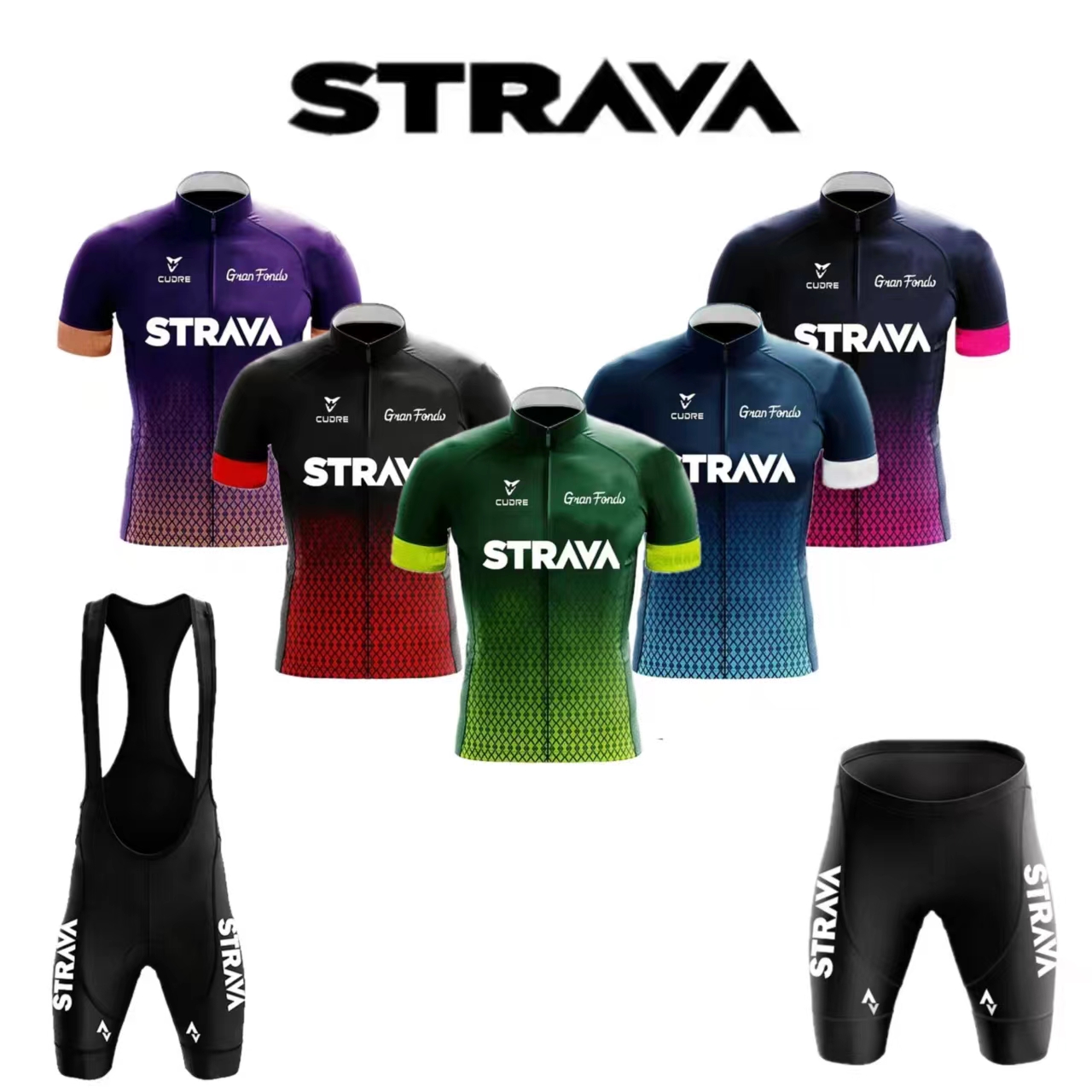 Mountain Biking Overalls - Strava Jersey Set Heren Bib Shorts